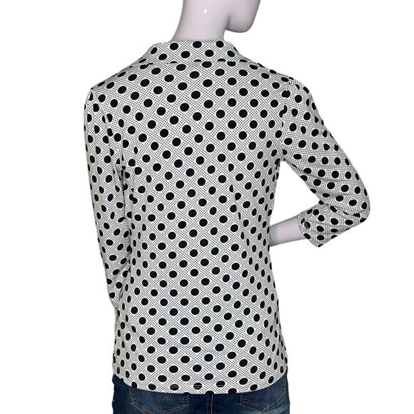 Maurices Blouse White with Black Polka Dot Pullover 3/4 Sleeve V-Neck Si… - Picture 5 of 9